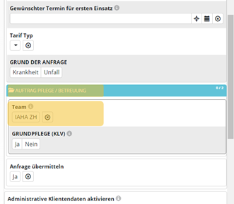 Verschiebung der Frage Team Vorher