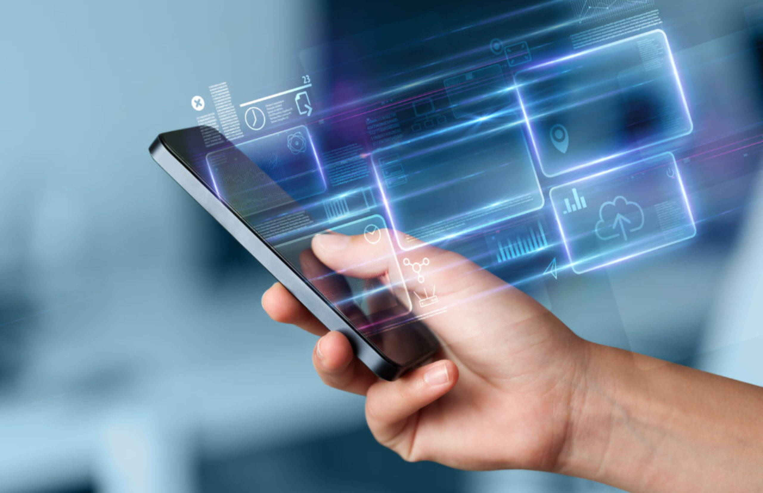 Hand using phone information database concept