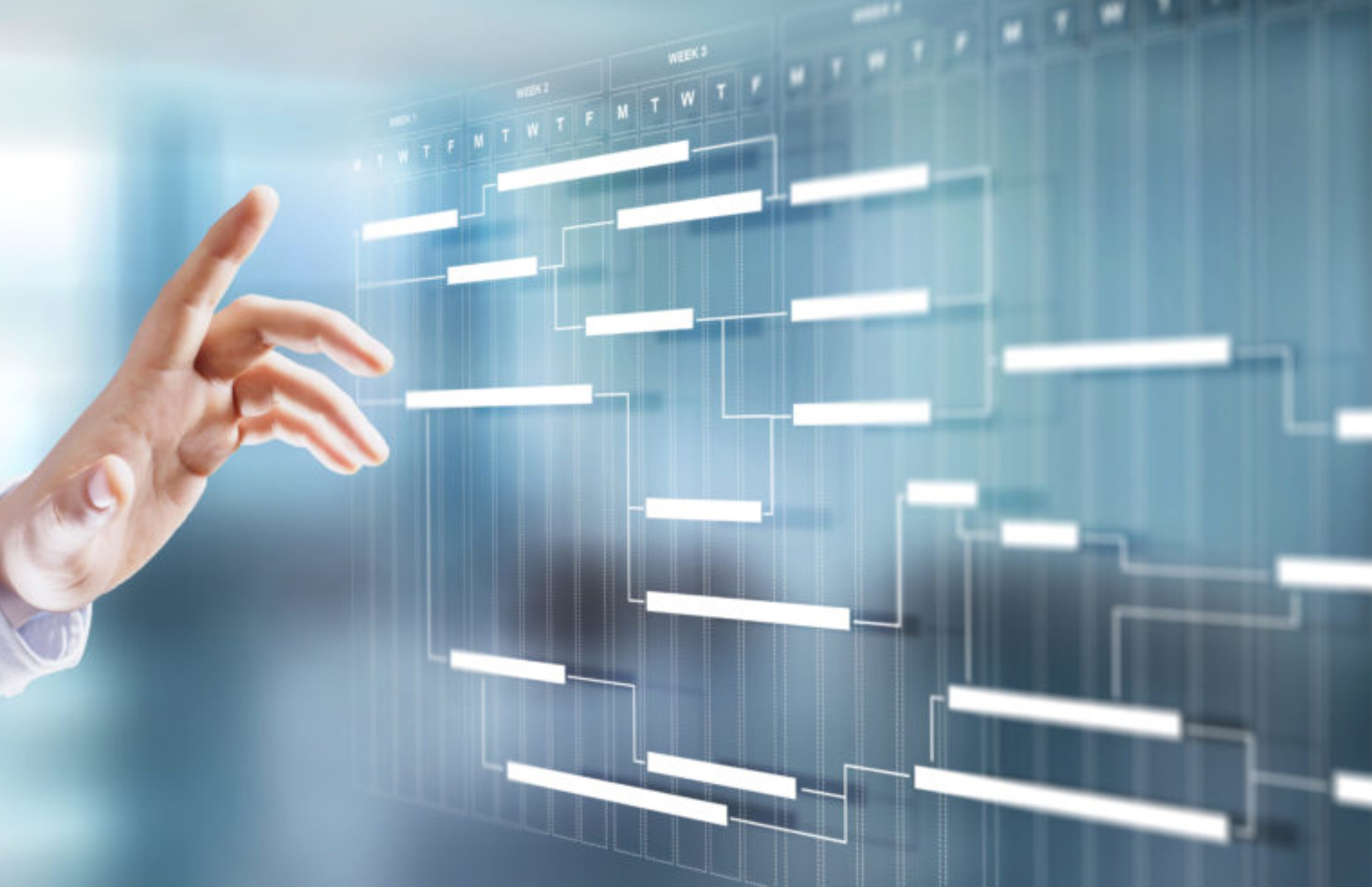 Project management schedule plan diagram business process optimisation concept.