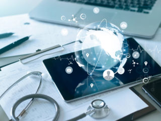Medical global networking and healthcare global network connection on tablet, Medical technology.