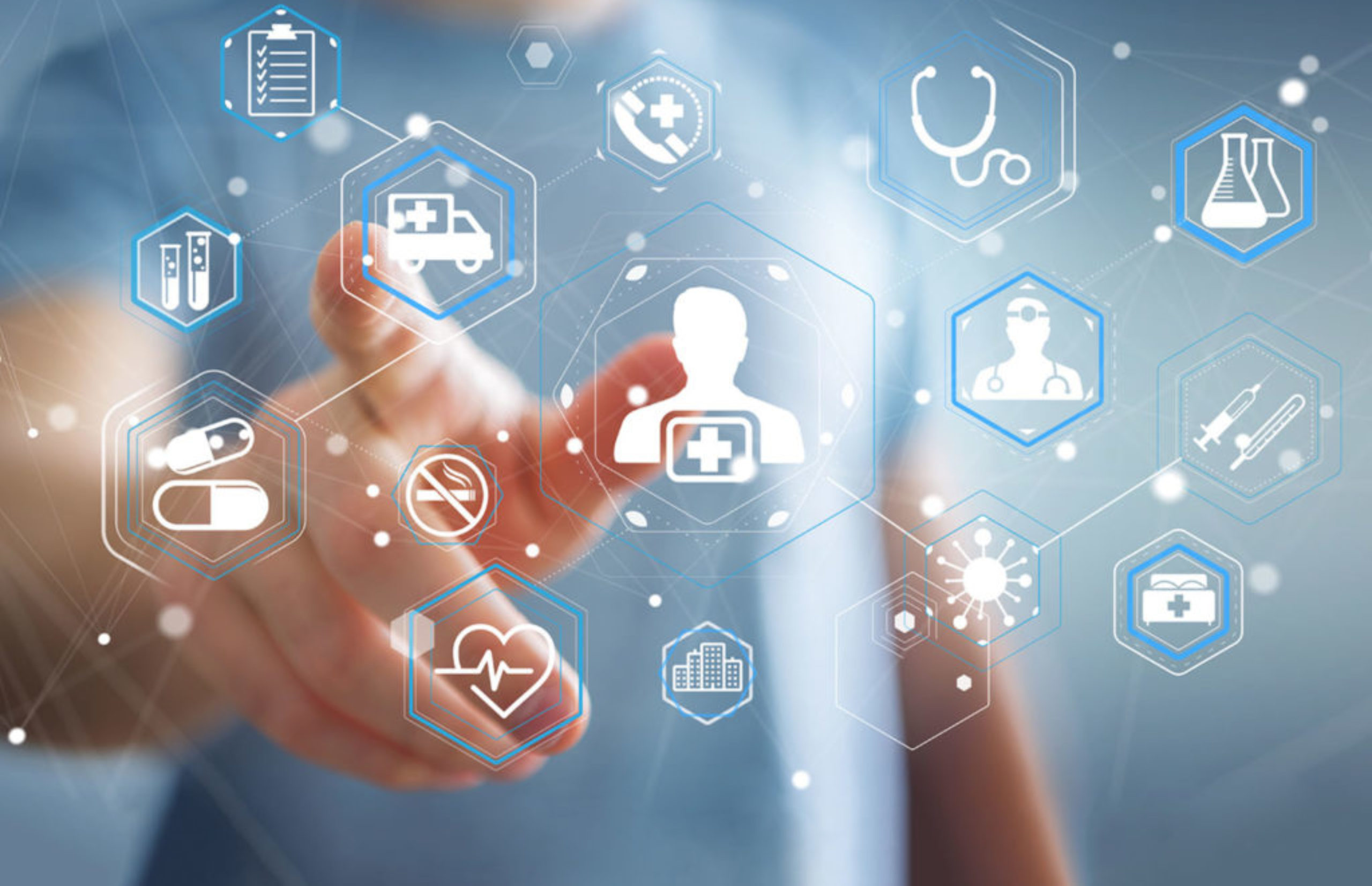 Businessman using modern medical interface 3D rendering