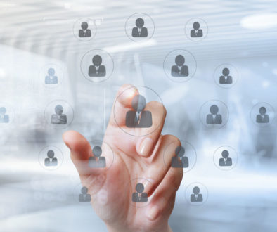 businessman hand points the human resources as concept